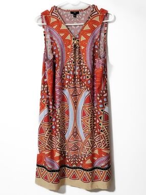 J.B.S. Geometric Patterned Orange Dress Size XL